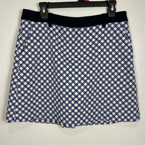 Tory Sport Printed Tech Twill Golf Skirt In Surf Blue Baseline Plaid Size M - Picture 1 of 12
